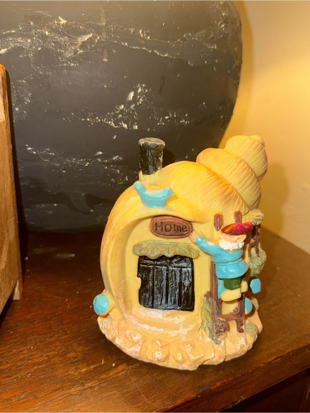 Whimsical Gnome Snail Fairy Garden Miniature Seashell Cottage Figurine